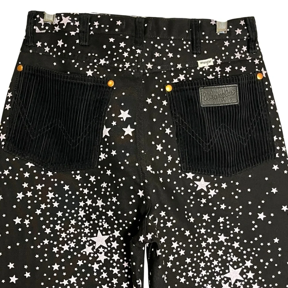 Wrangler x Free People Wanderer High Rise Flare Jeans Star Struck Black — 27/34 - Picture 5 of 15